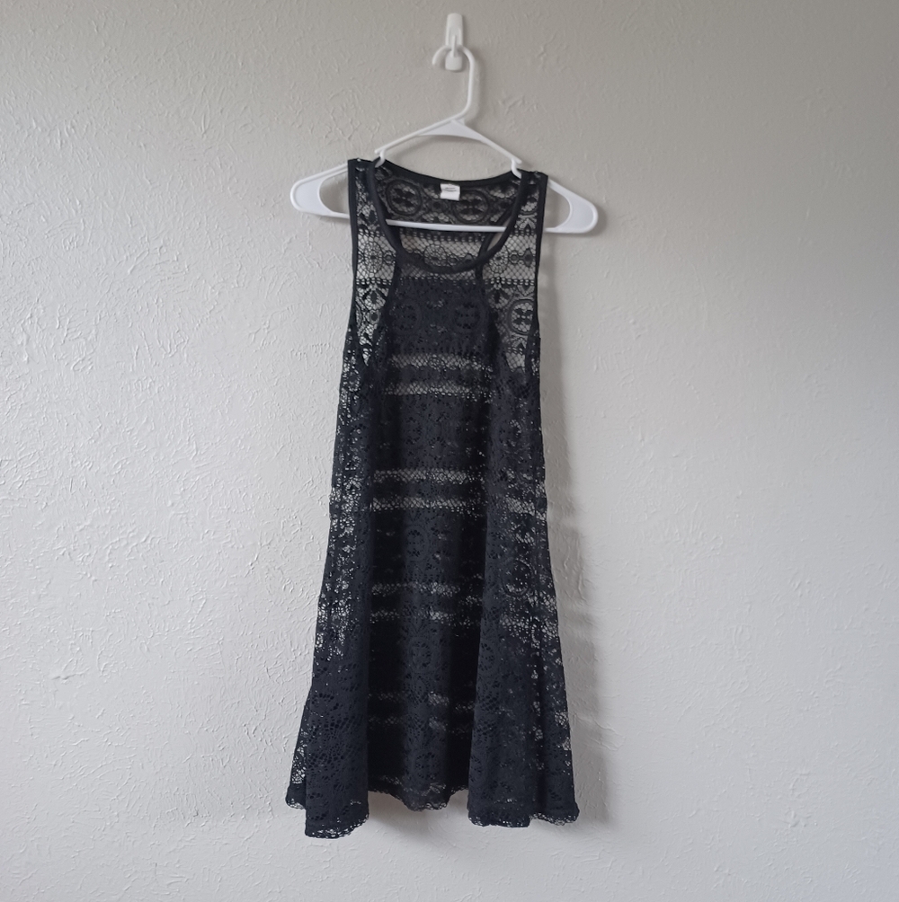West Loop Black Sheer Sleevless Dress Swimsuit Coverup